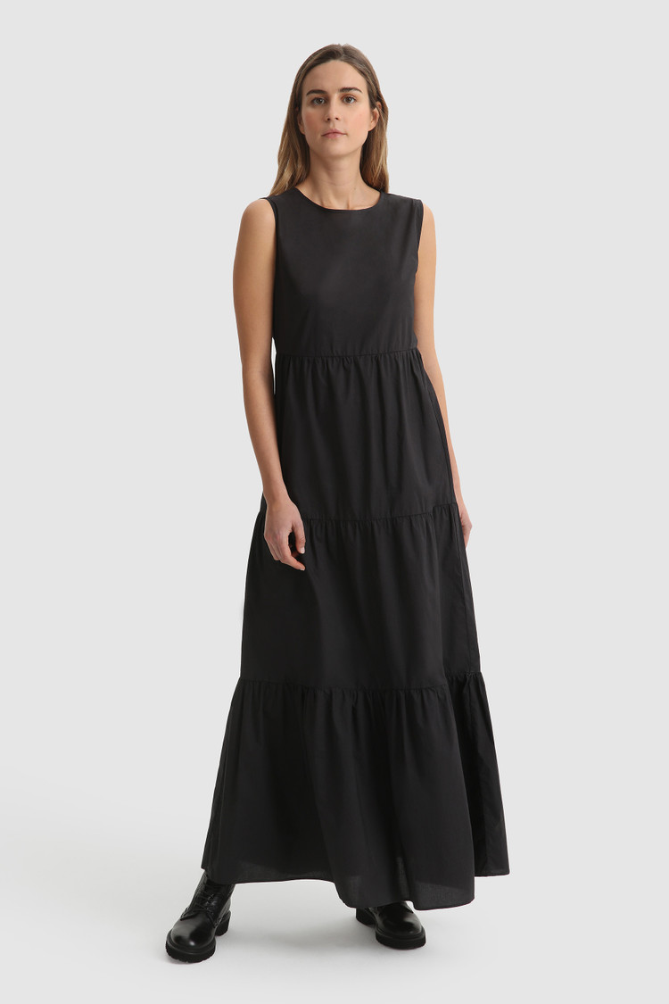 Ärmelloses langes Popelinekleid