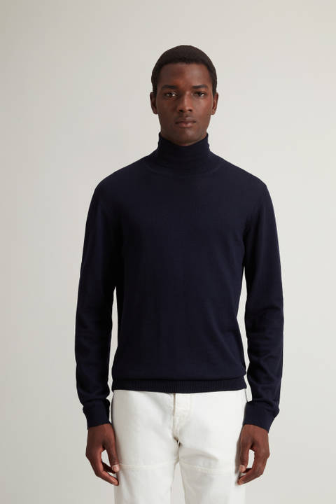 Turtleneck Sweater in Pure Merino Virgin Wool Blue | Woolrich