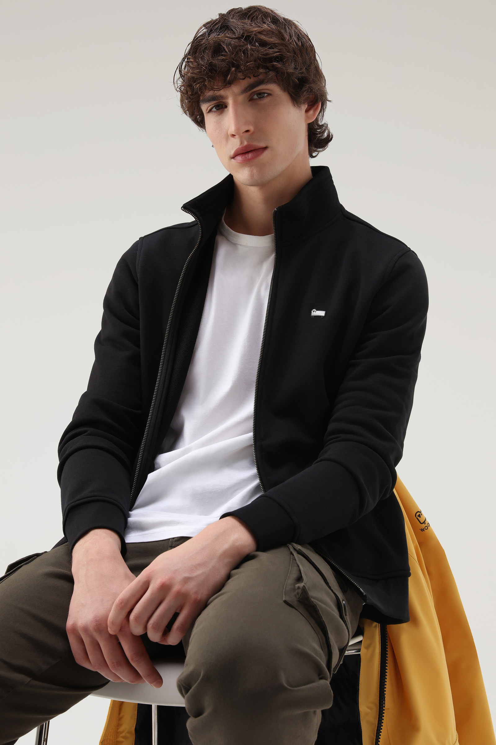 Klassieke sweater met volledige rits van een katoenmix zwart photo 4 | Woolrich