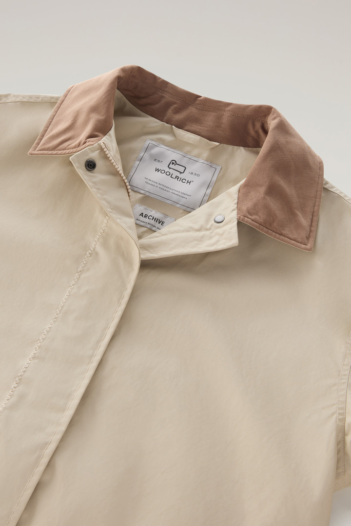 Waxed Trench Coat in Cotton Nylon Blend with Pointed Collar Beige photo 6 | Woolrich