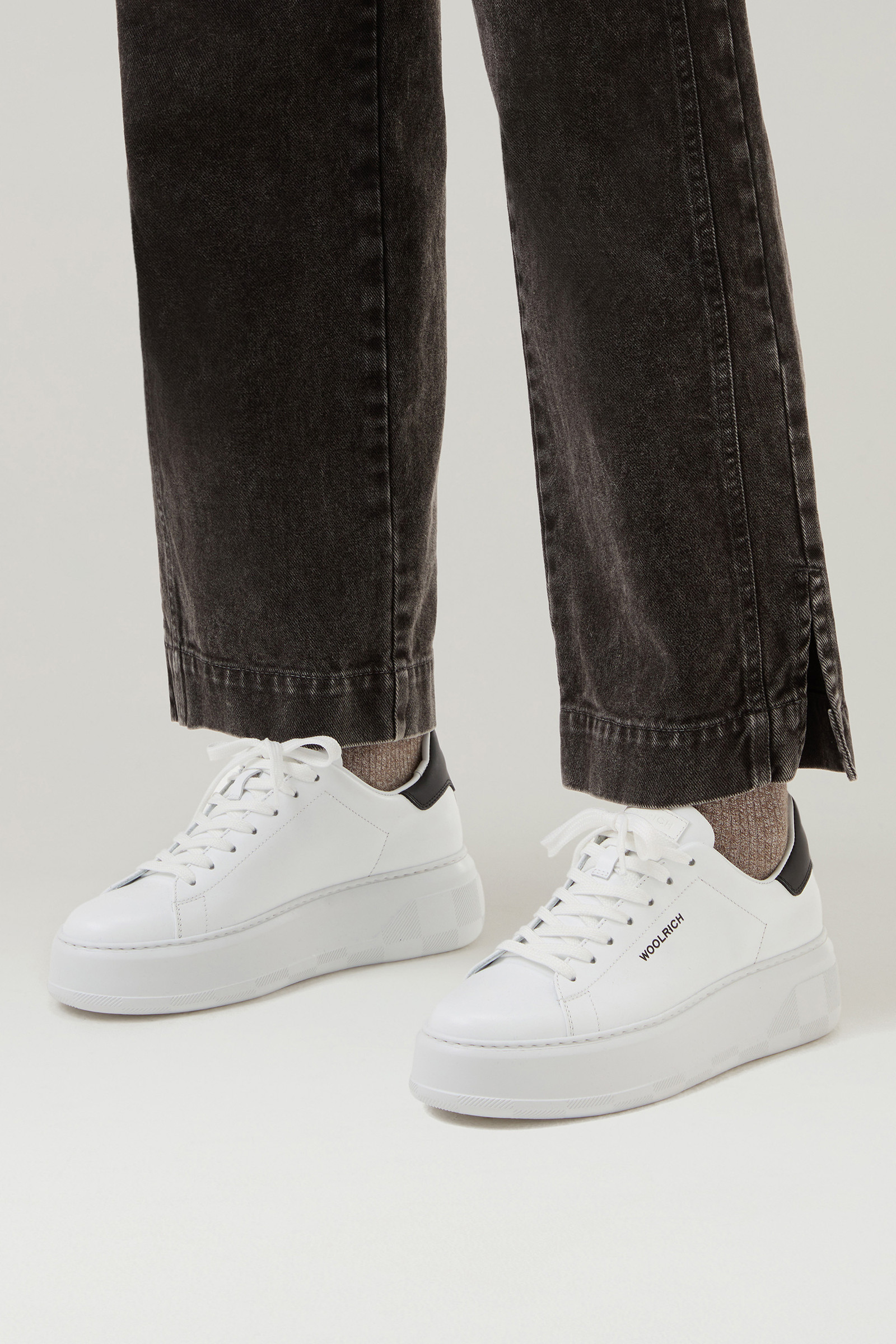 Chunky Court Sneakers in Leather White photo 6 | Woolrich