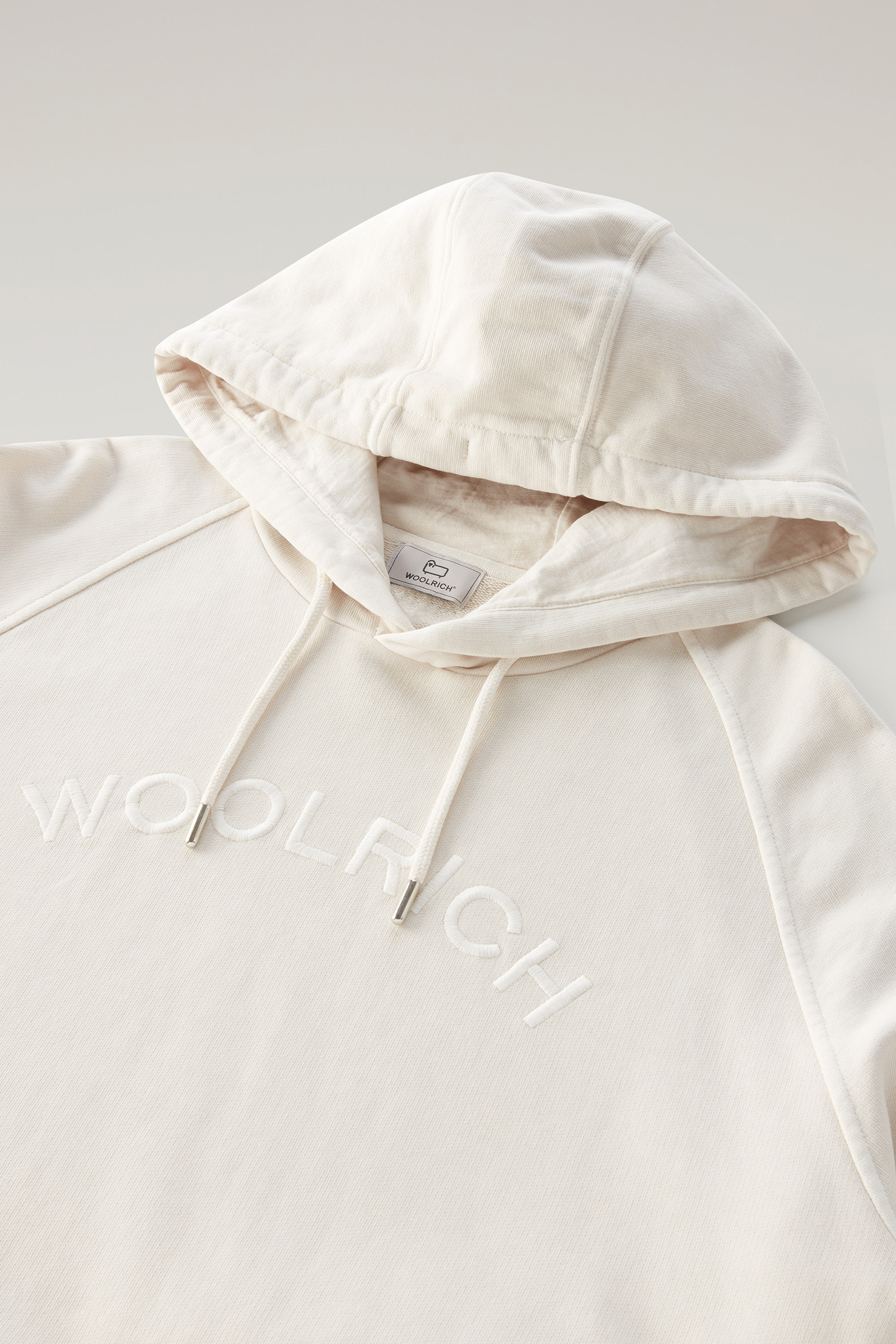 Sweat-shirt à capuche Varsity en pur coton teint en pièce blanc photo 6 | Woolrich