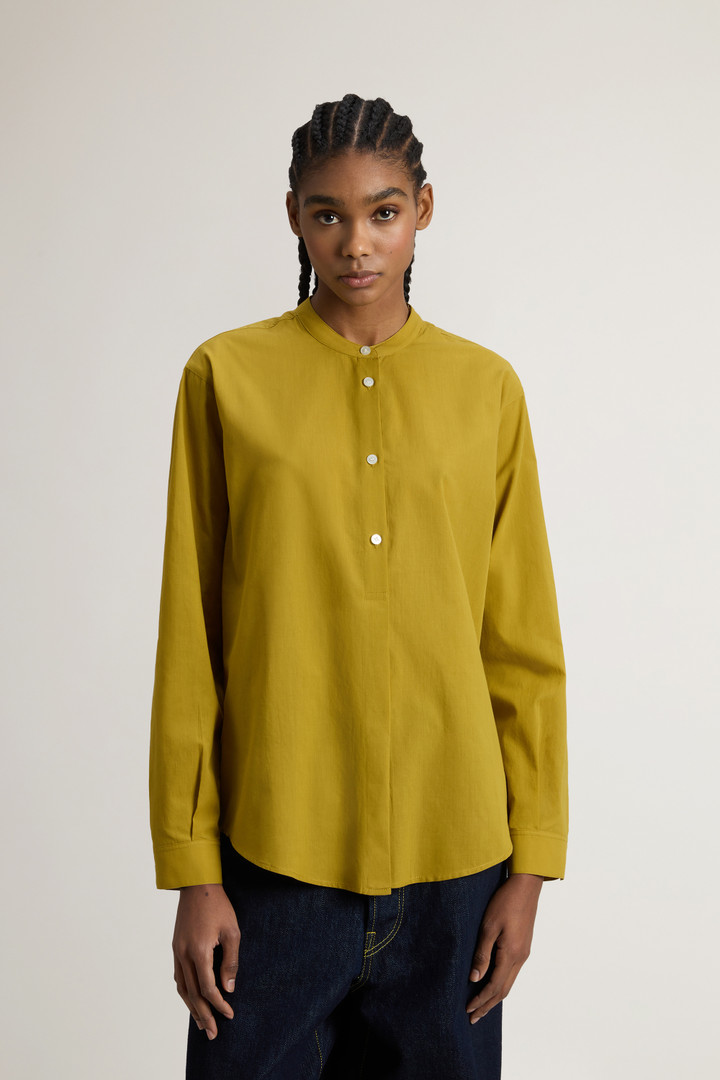 Woolrich Woman Pure Cotton Voile Shirt With Band Collar Yellow Size XXS