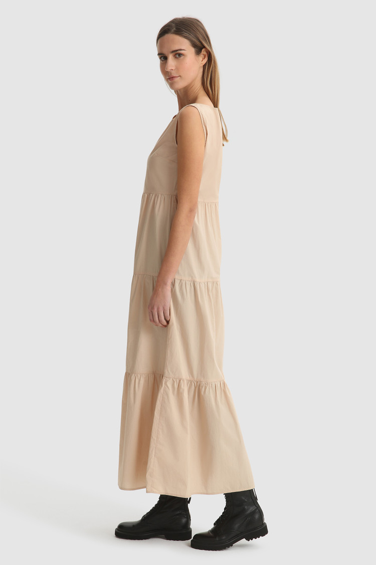Ärmelloses langes Popelinekleid