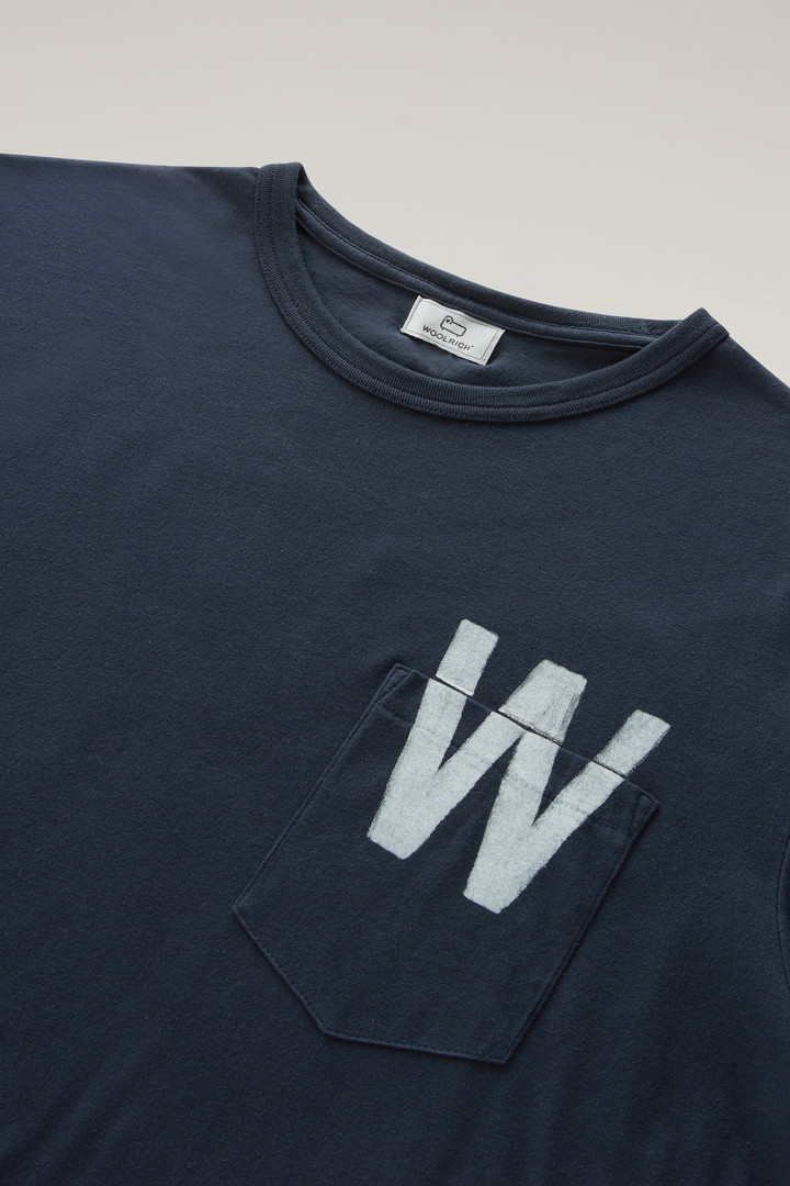 Pure Cotton T-Shirt with Chest Pocket Blue photo 6 | Woolrich