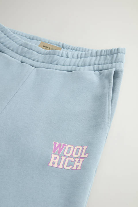 Girls' Pants in Pure Cotton Fleece with Logo Blue photo 2 | Woolrich