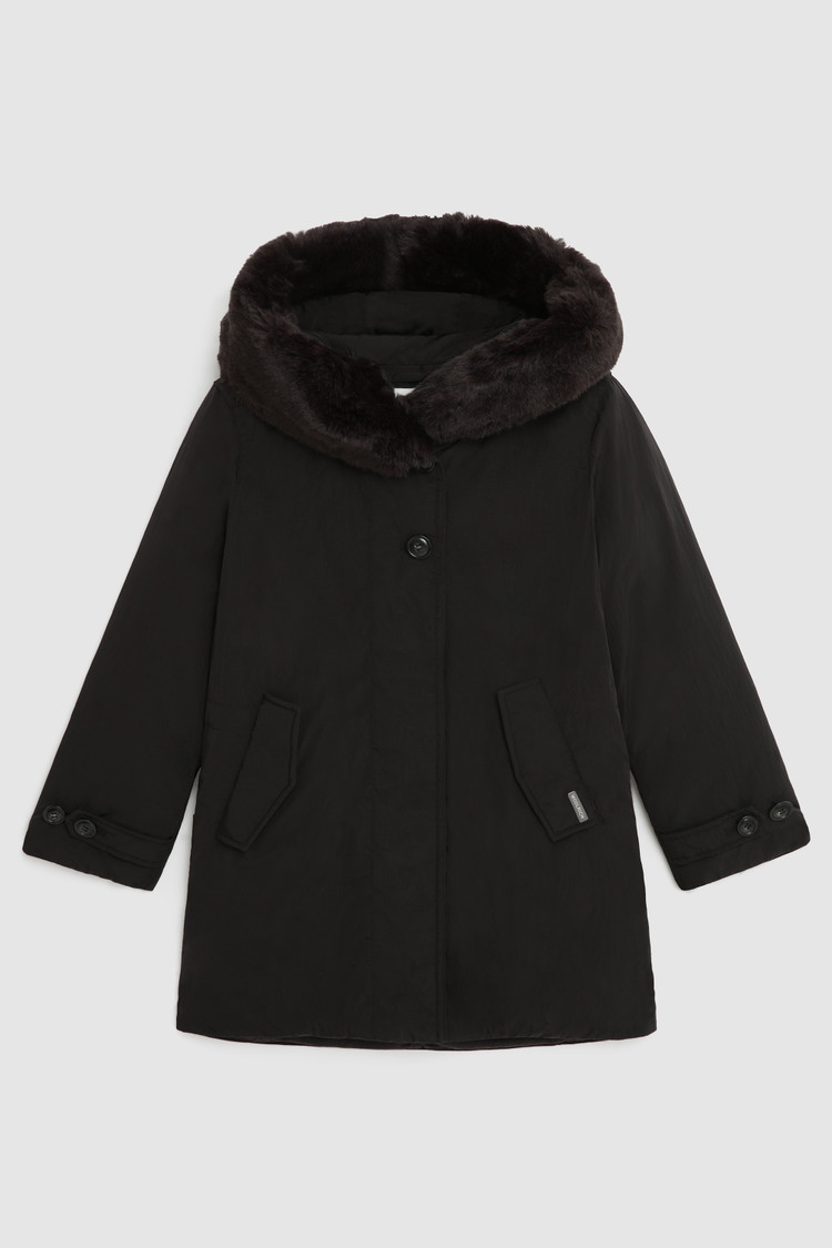 Girl's Literary Sleek Parka with faux fur