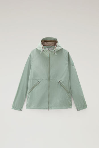 Hooded Crinkle Nylon Windbreaker Green | Woolrich