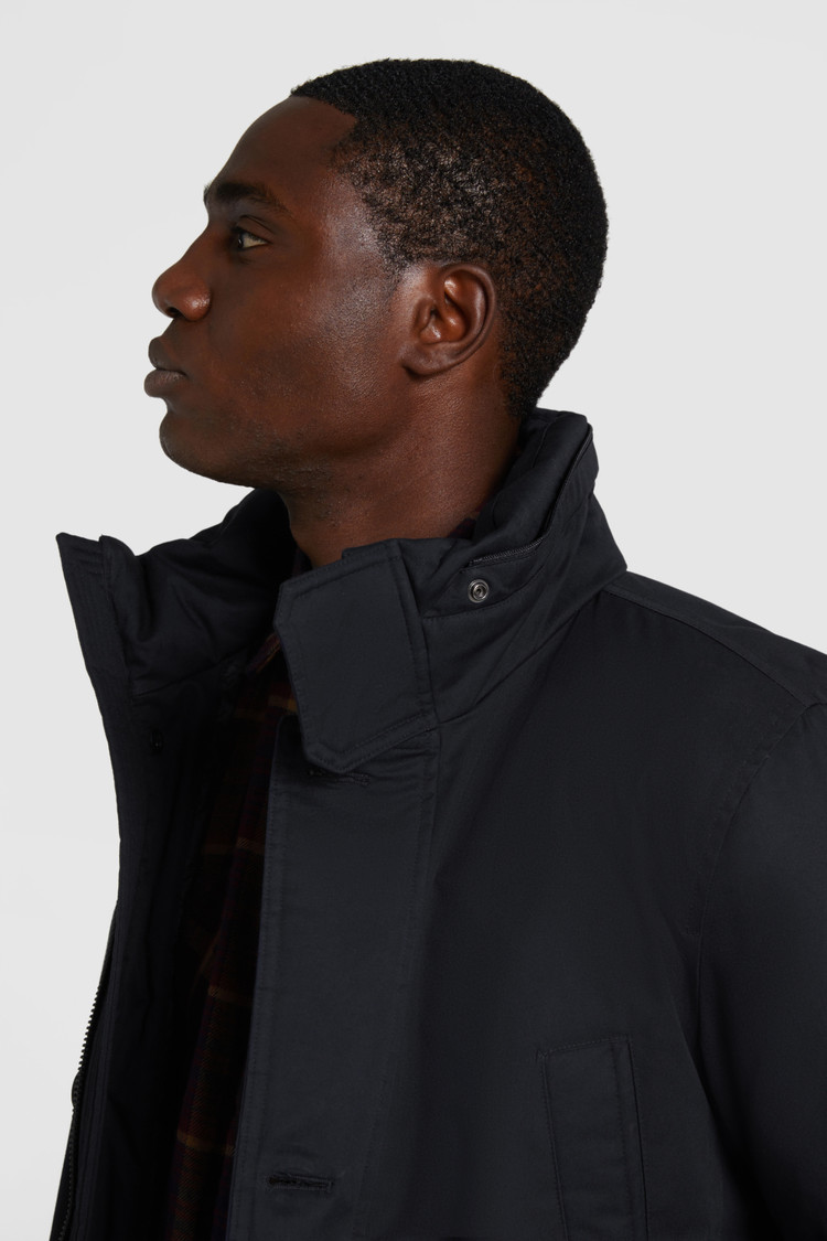 Parka à col montant en coton laminé