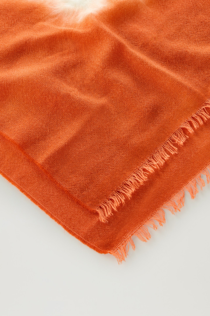 Wool and Cotton Blend Scarf with Micro-Check Pattern Orange photo 3 | Woolrich