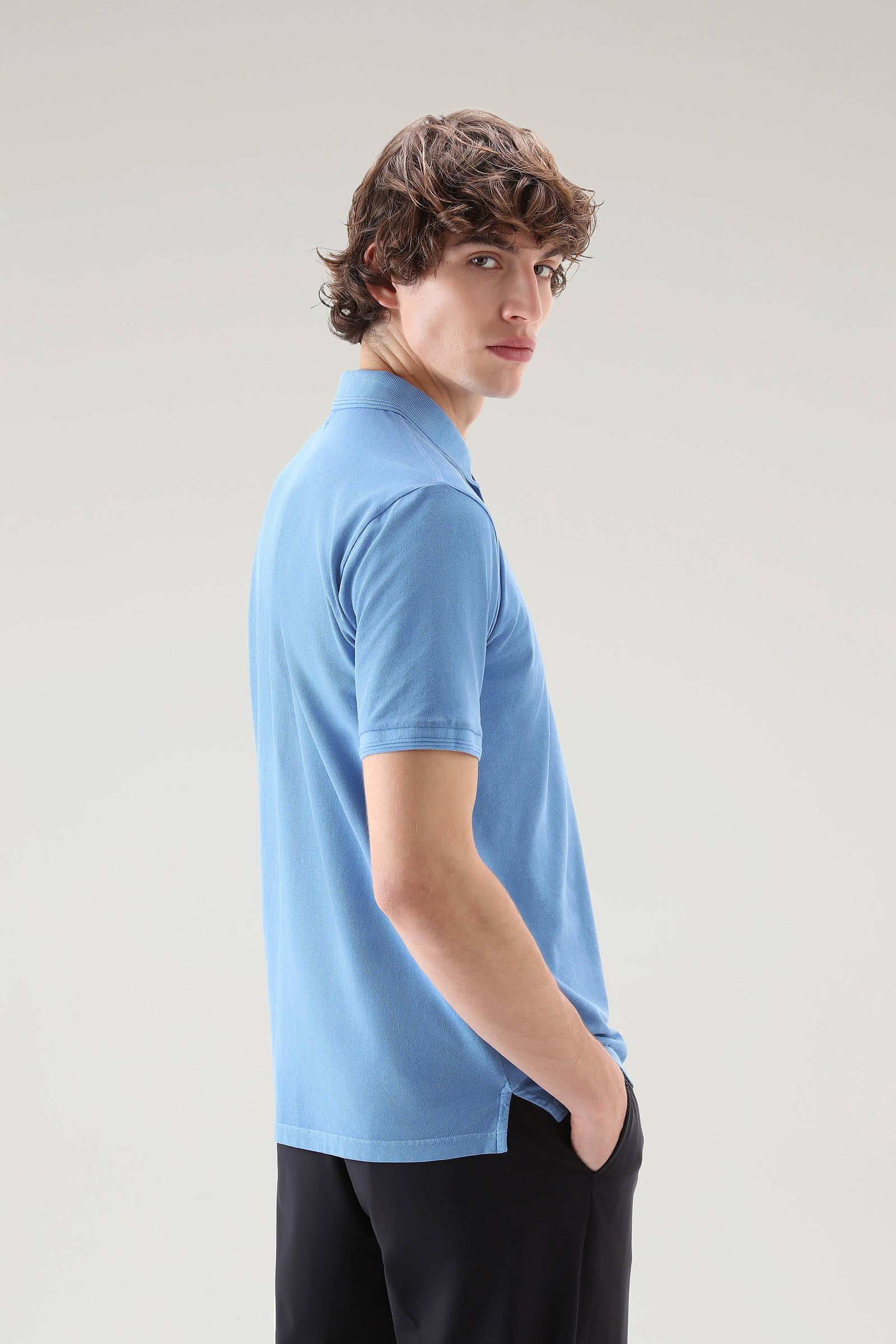 Mackinack Polo aus stückgefärbtem Stretch-Baumwollpikee blau photo 3 | Woolrich