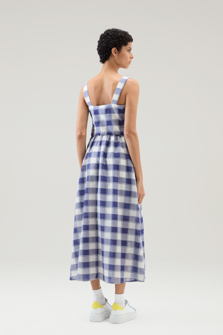 Langes Kleid aus reinem Baumwoll-Voile mit Karomuster Blau photo 2 | Woolrich