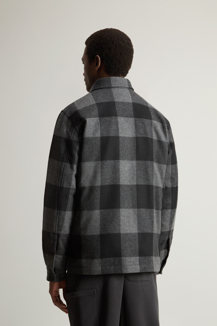 Alaskan Padded Overshirt in Checked Italian Wool Blend Black photo 3 | Woolrich