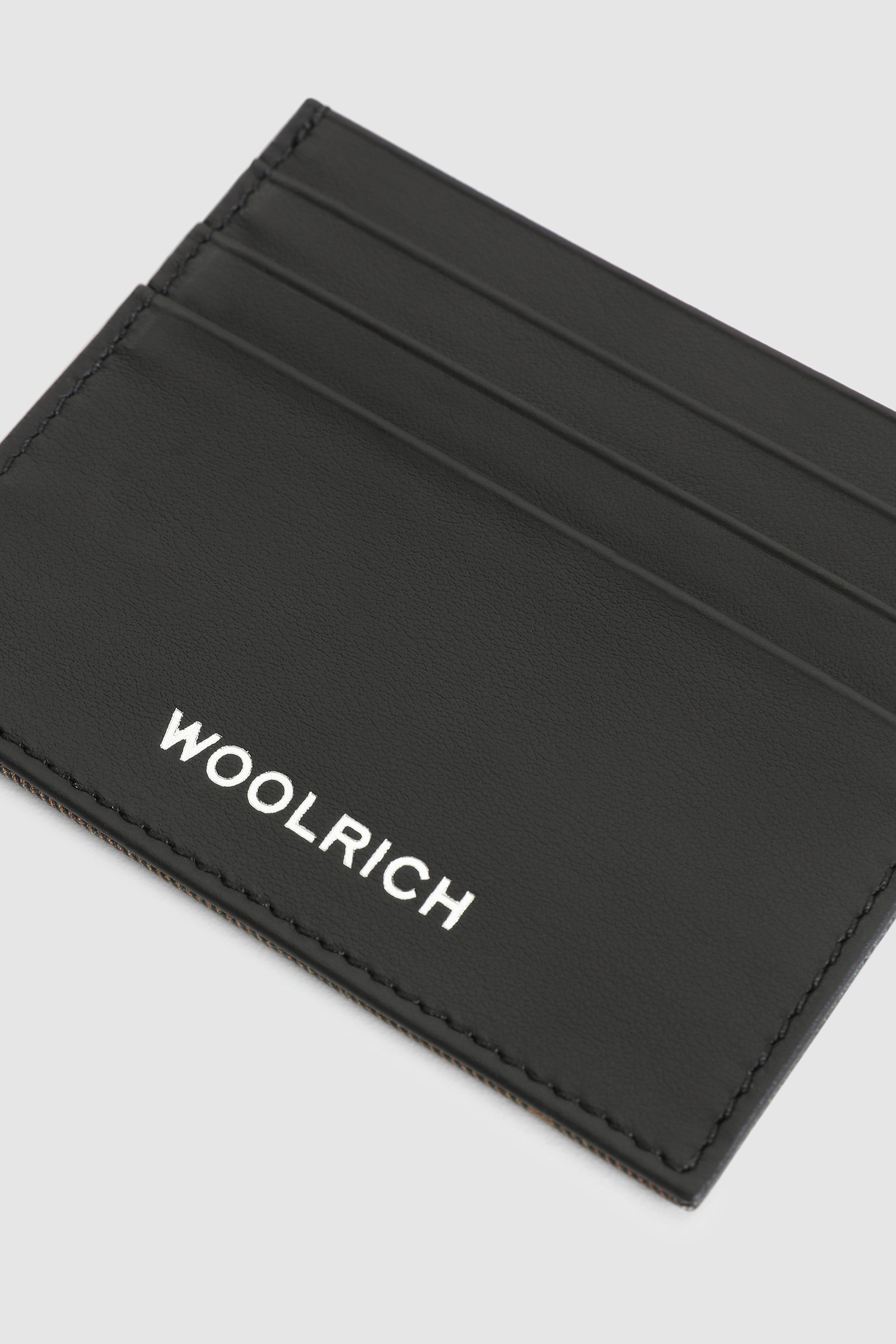 Leren kaarthouder met logo en ruitmotief zwart photo 3 | Woolrich