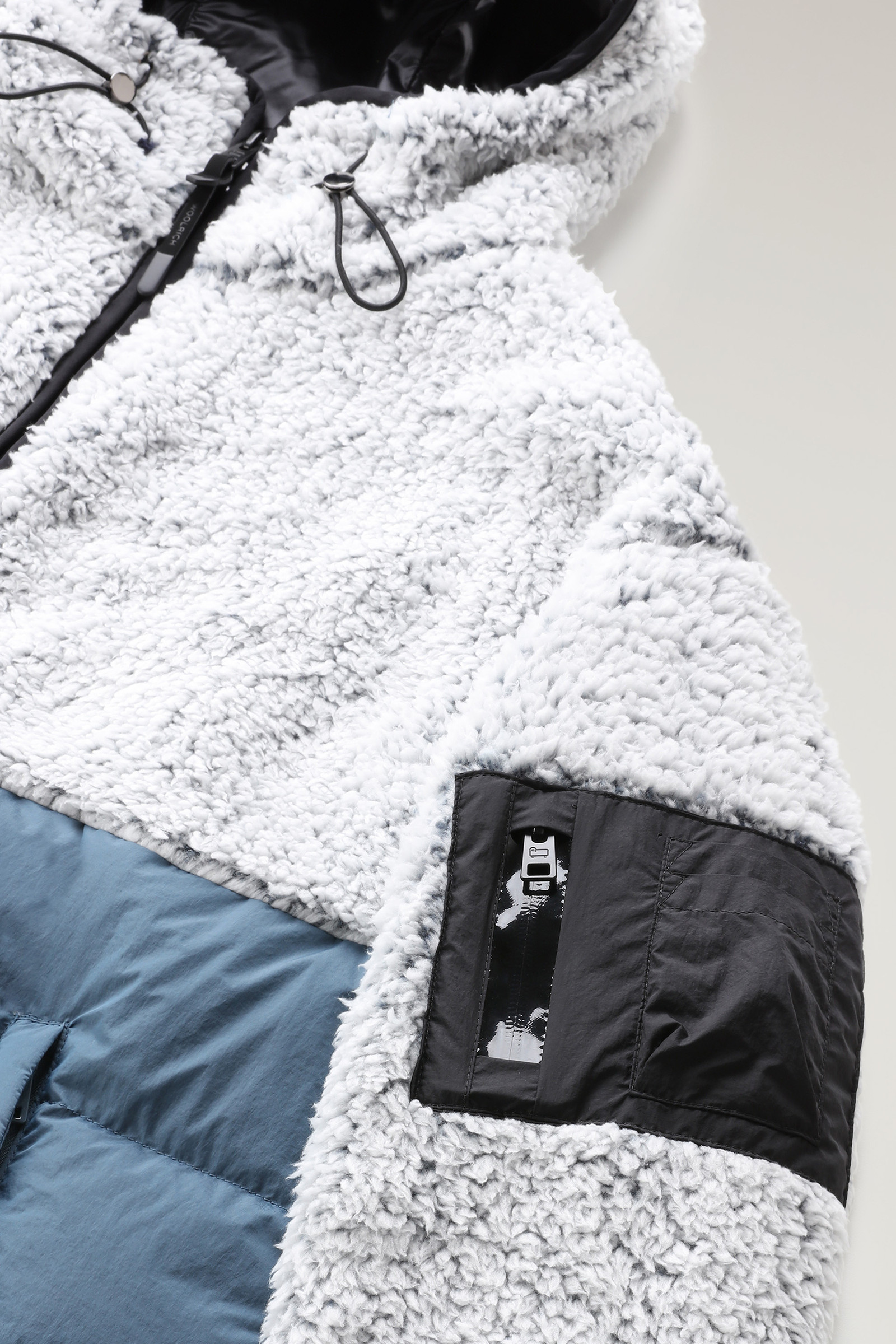 Hoodie in krullend fleece en Crinkle Nylon blauw photo 7 | Woolrich