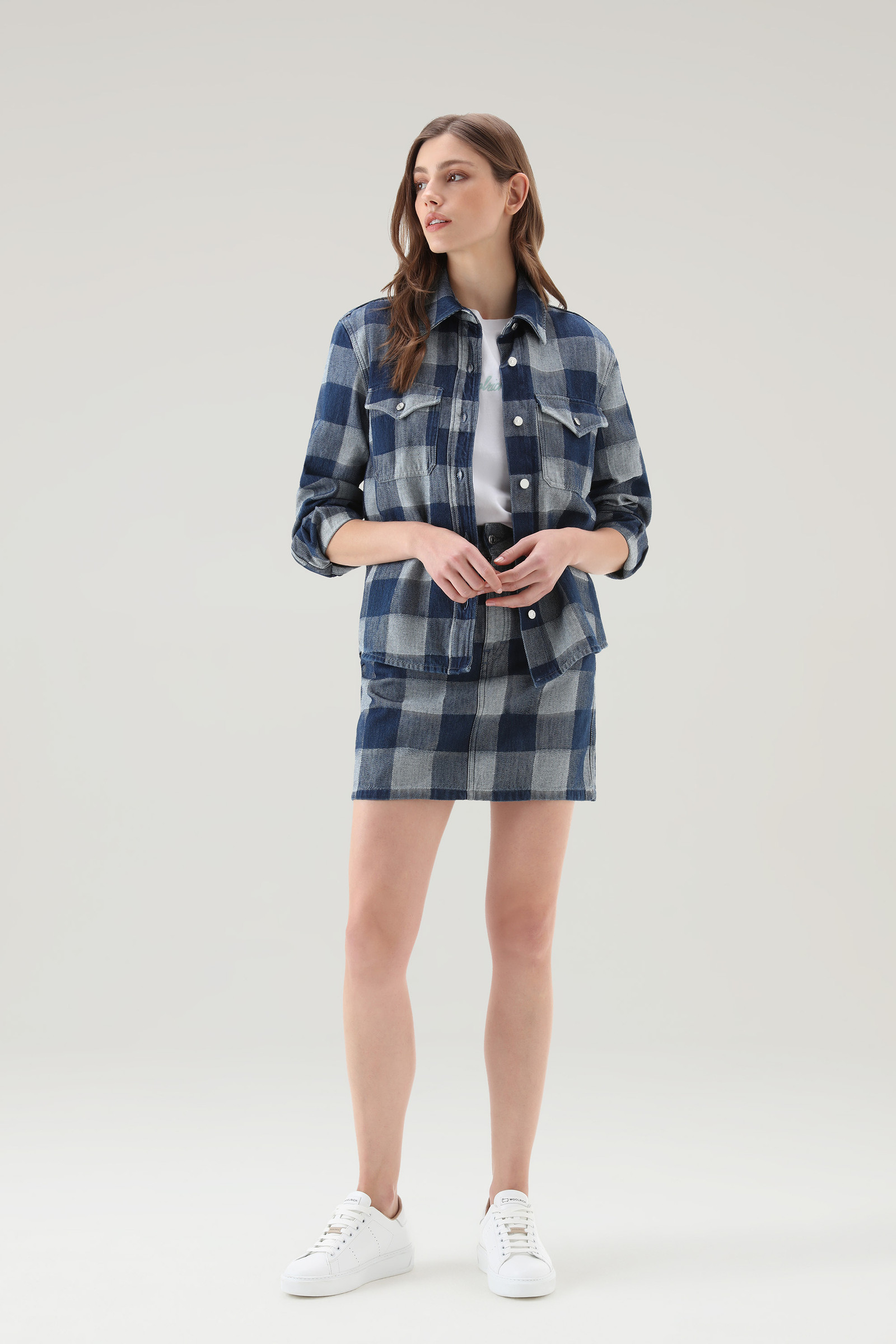 Check Shirt in Pure Cotton Denim Blue photo 2 | Woolrich