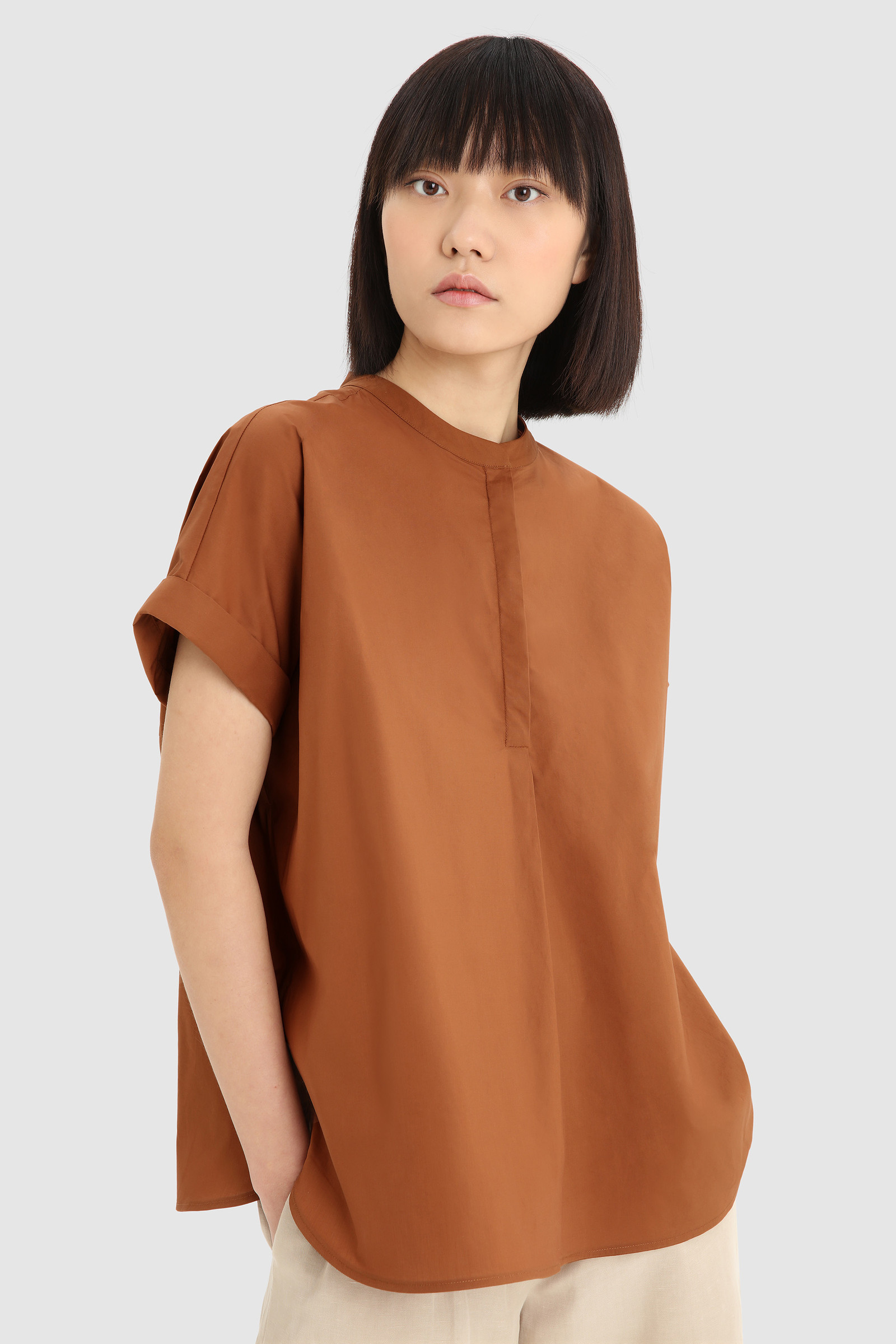 Cotton Poplin Shirt Brown | Woolrich