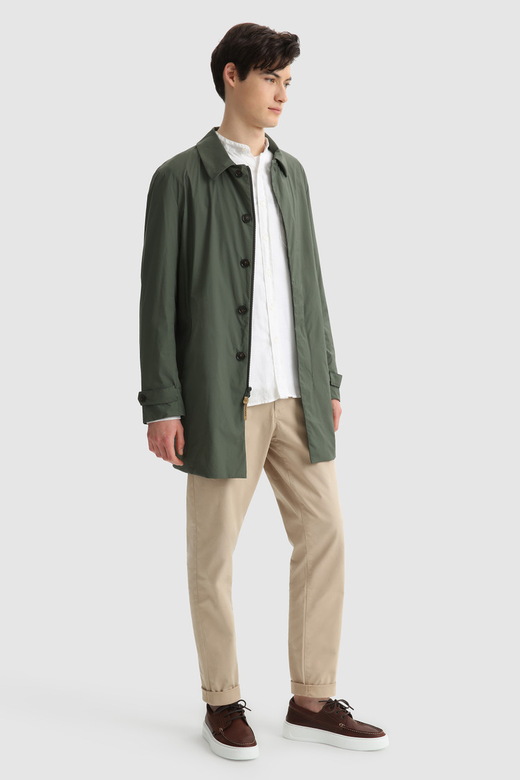 Linen band collar shirt