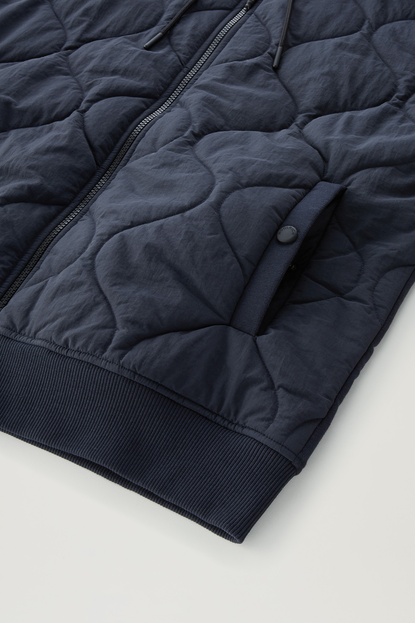 Zip-up Hybrid Hoodie in Cotton and Quilted Taslan Nylon Blue photo 9 | Woolrich