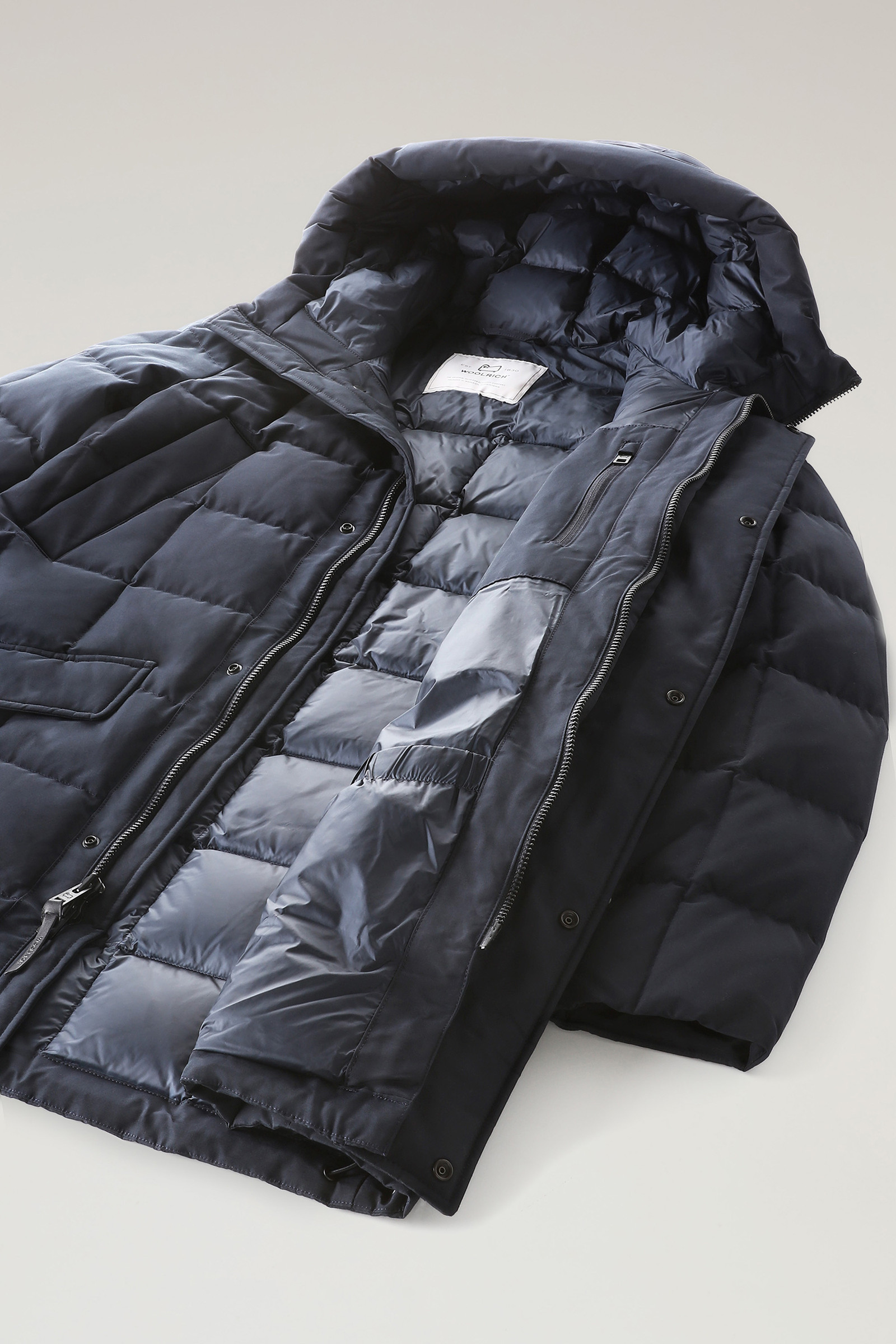 Blizzard Parka in Ramar Cloth with Square Quilting Blue | Woolrich UK