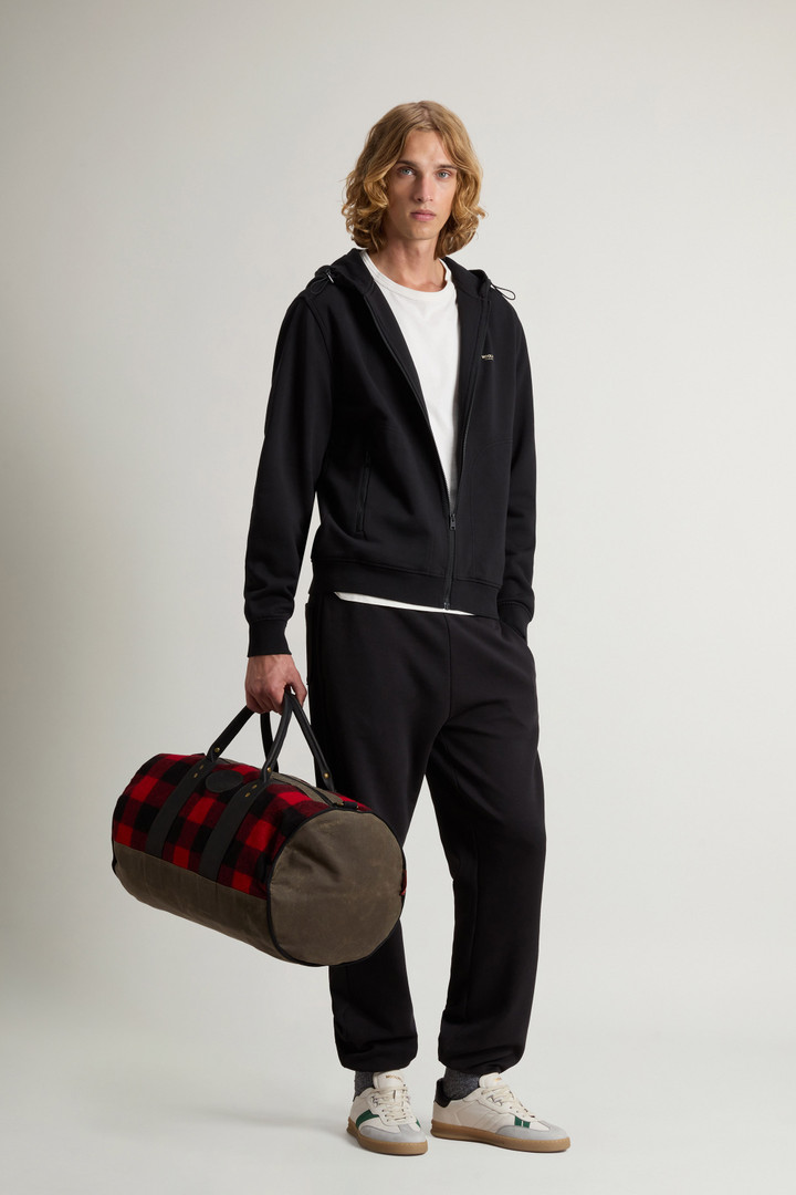 Hybrid Pure Cotton and Nylon Hoodie Black photo 2 | Woolrich