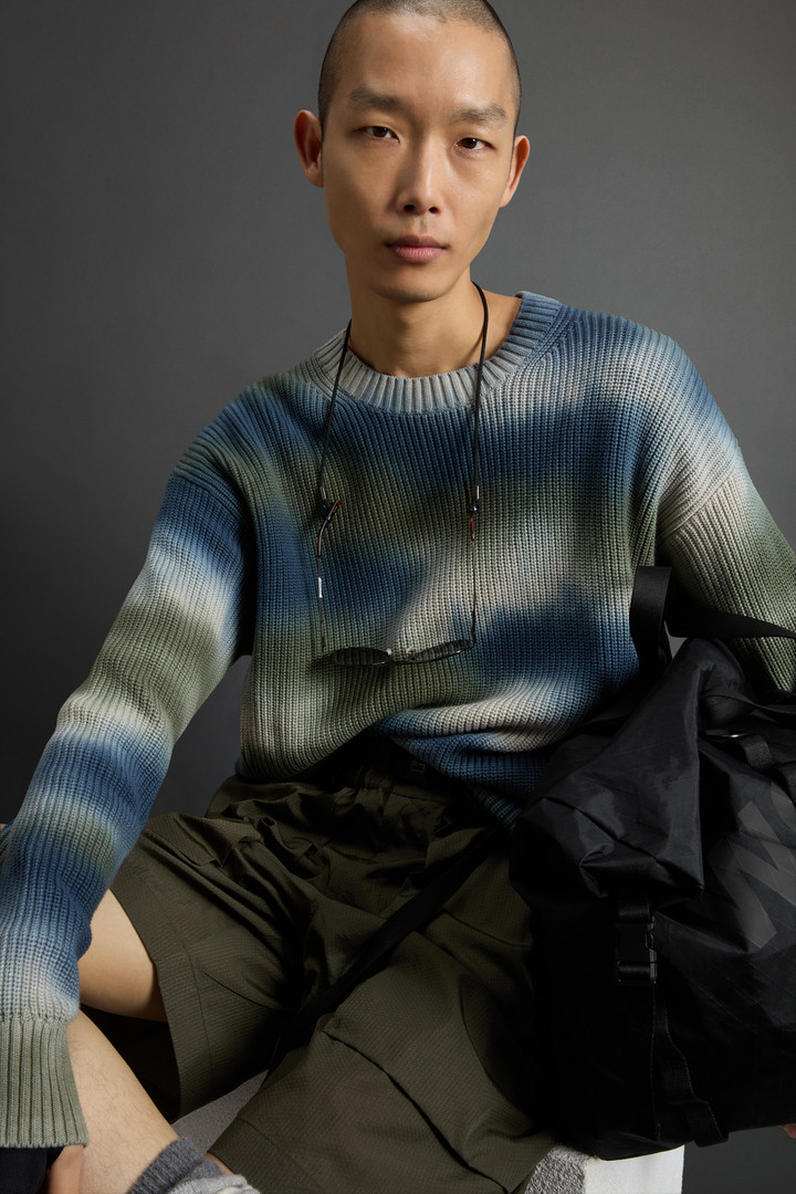 Pure Cotton Crewneck Sweater with Spray Print by Todd Snyder Multicolor photo 4 | Woolrich