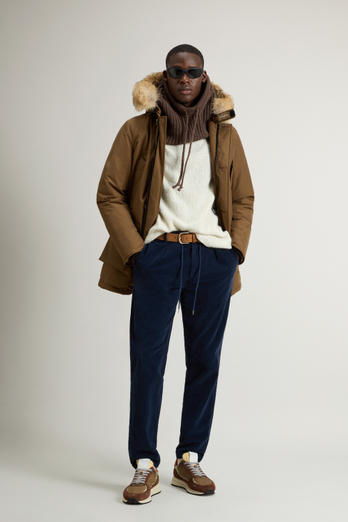Arctic Parka in Ramar Cloth with Detachable Fur Trim Brown | Woolrich