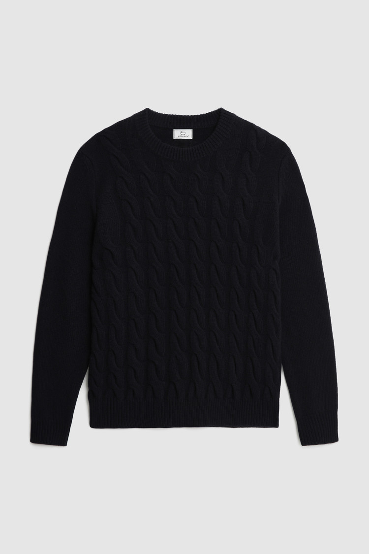 Pullover mit Rundhalsausschnitt aus reiner gewebter Wolle