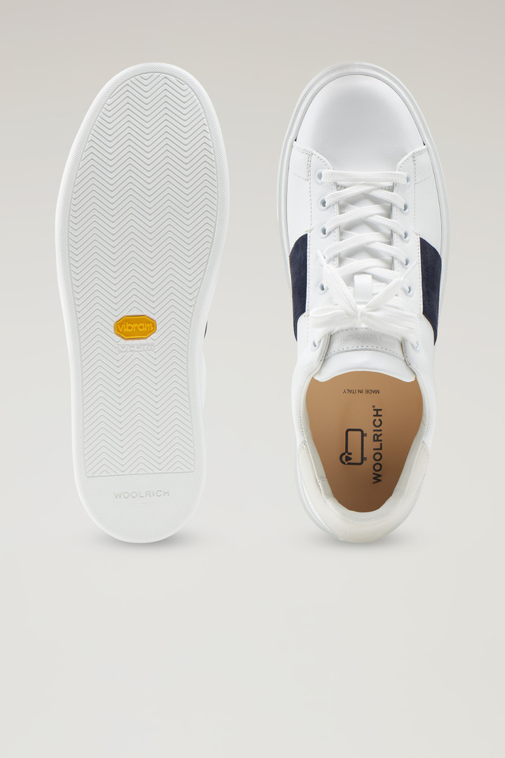 Classic Court Sneakers in Leather with Contrast Suede Side Band White photo 4 | Woolrich