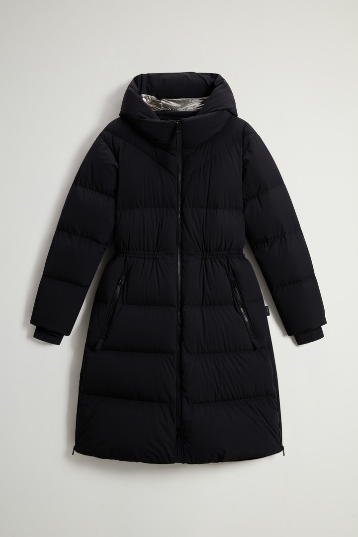 Long Quilted Stretch Nylon Parka with Removable Hood Black photo 5 | Woolrich