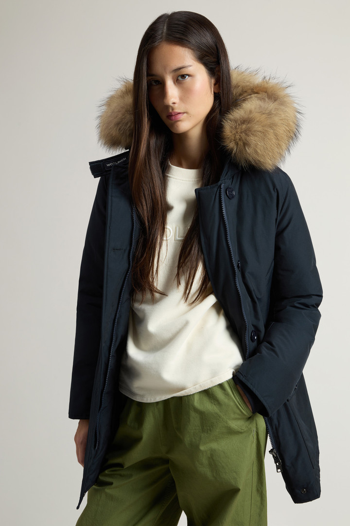 Arctic Parka in Ramar Cloth with Four Pockets and Detachable Fur Blue photo 5 | Woolrich