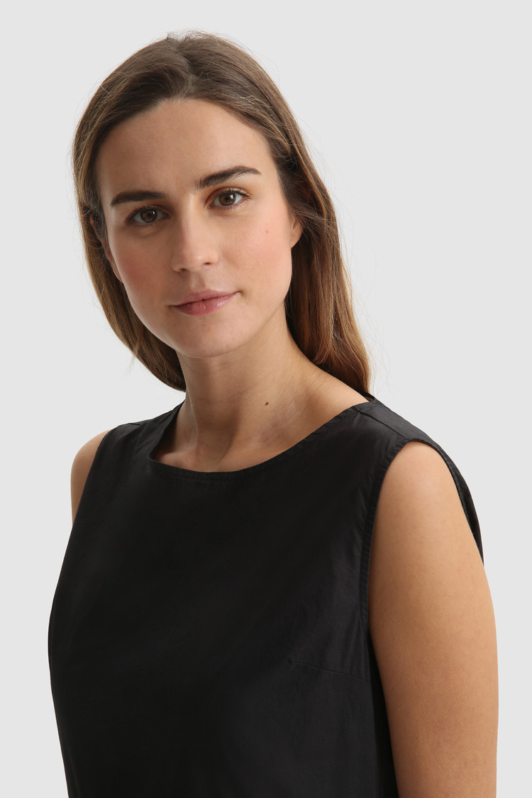 Ärmelloses langes Popelinekleid