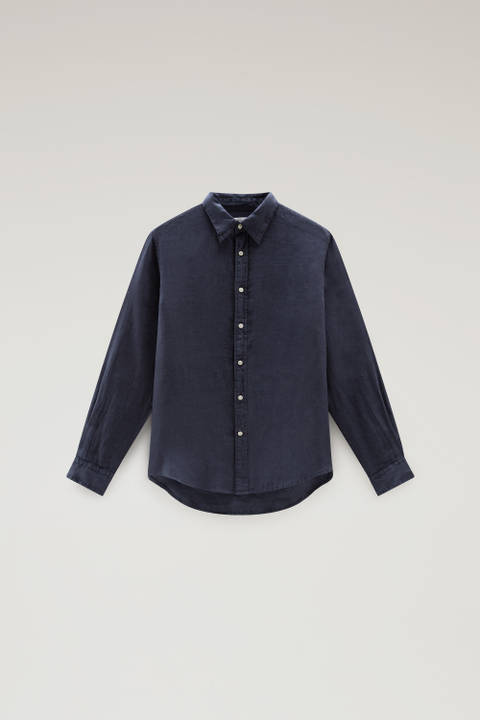 Stückgefärbtes Shirt aus reinem Leinen Blau photo 2 | Woolrich
