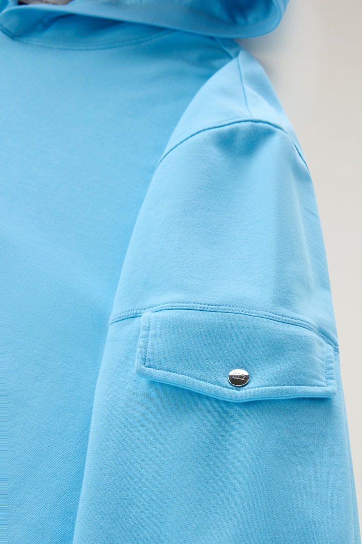 Hooded Pure Cotton Sweatshirt with Pocket Blue photo 7 | Woolrich