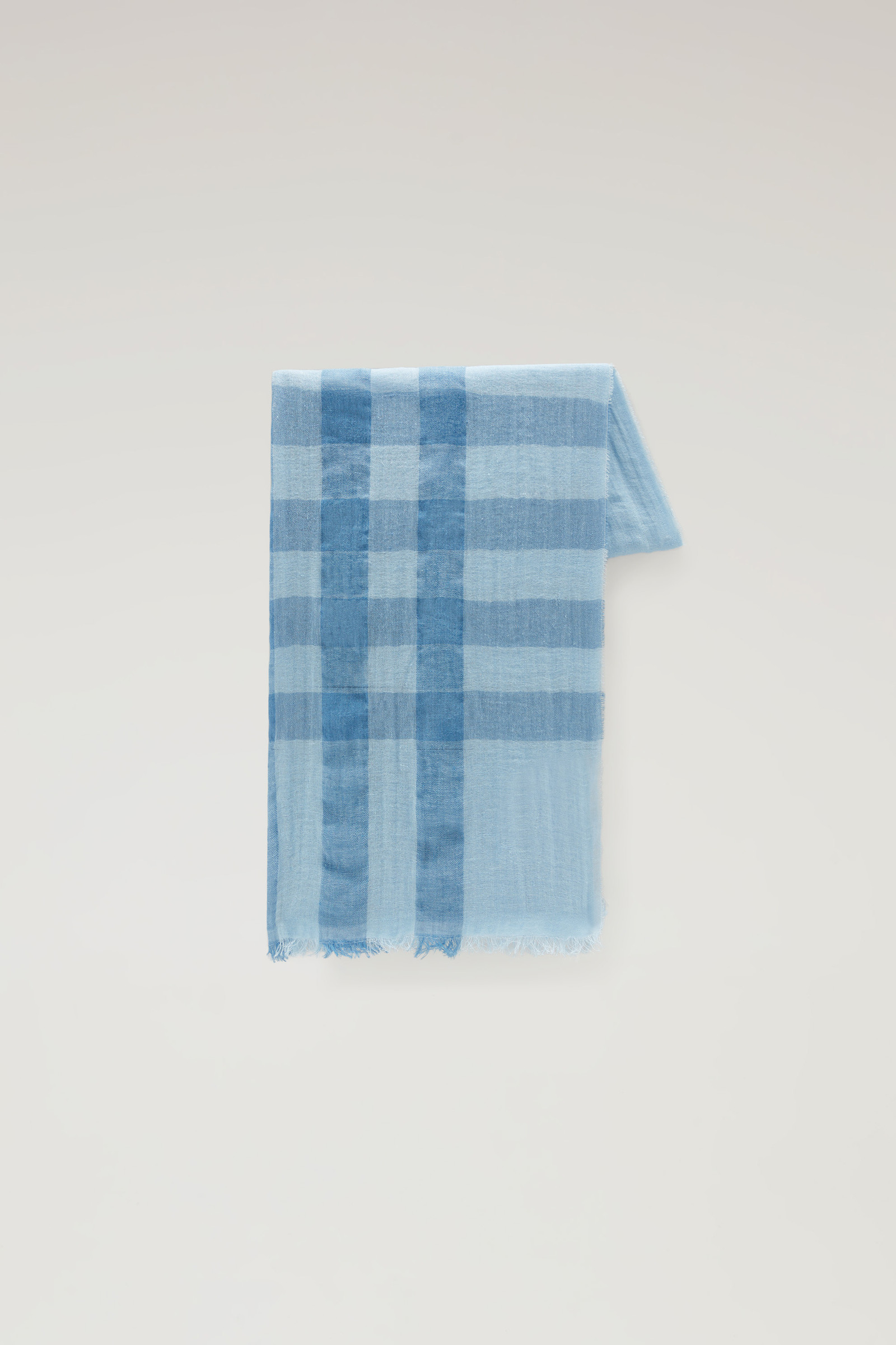 Light Check Scarf in a Linen Blend Blue | Woolrich