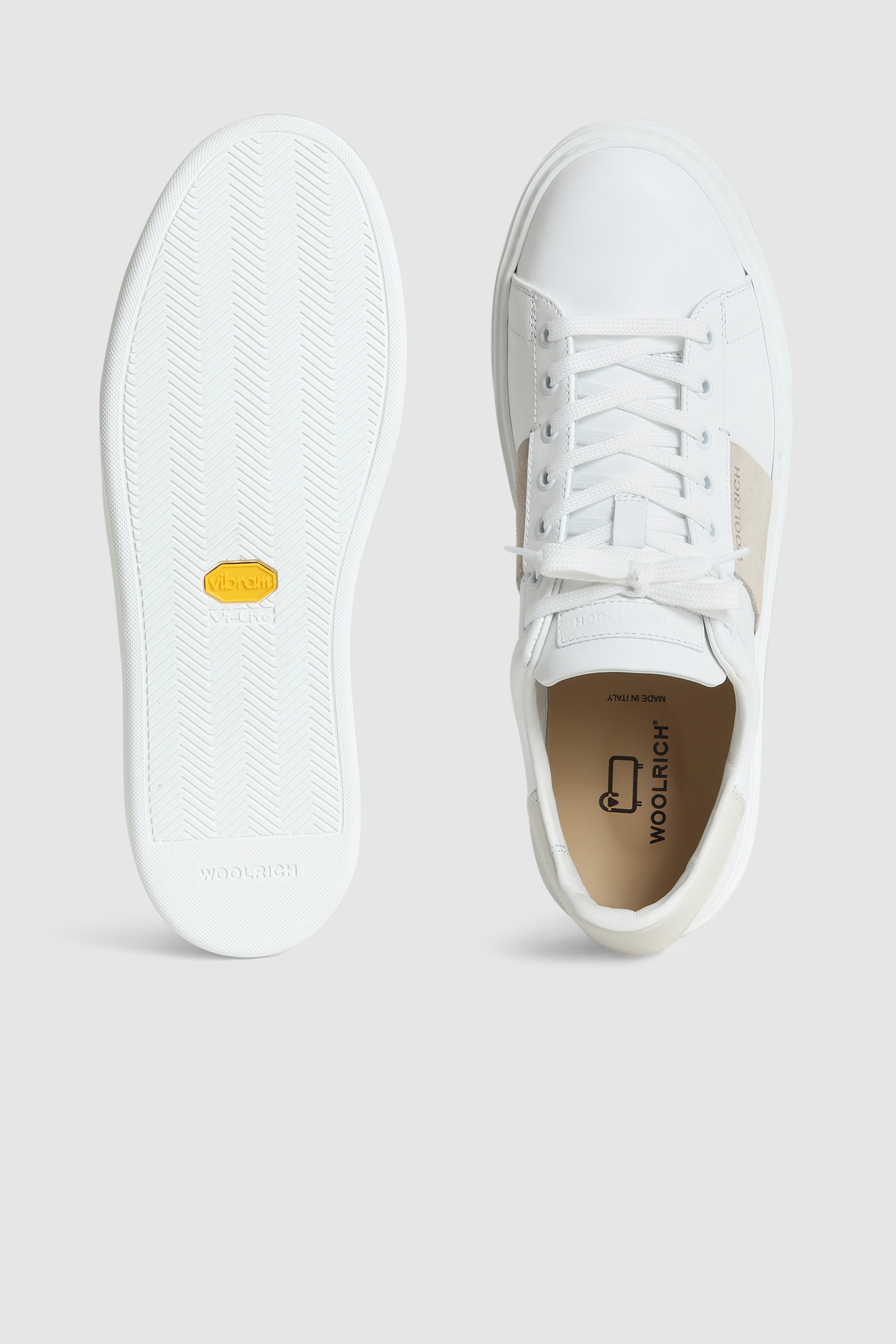 Zapatillas Classic Court de cuero suave con banda de ante blanco photo 4 | Woolrich
