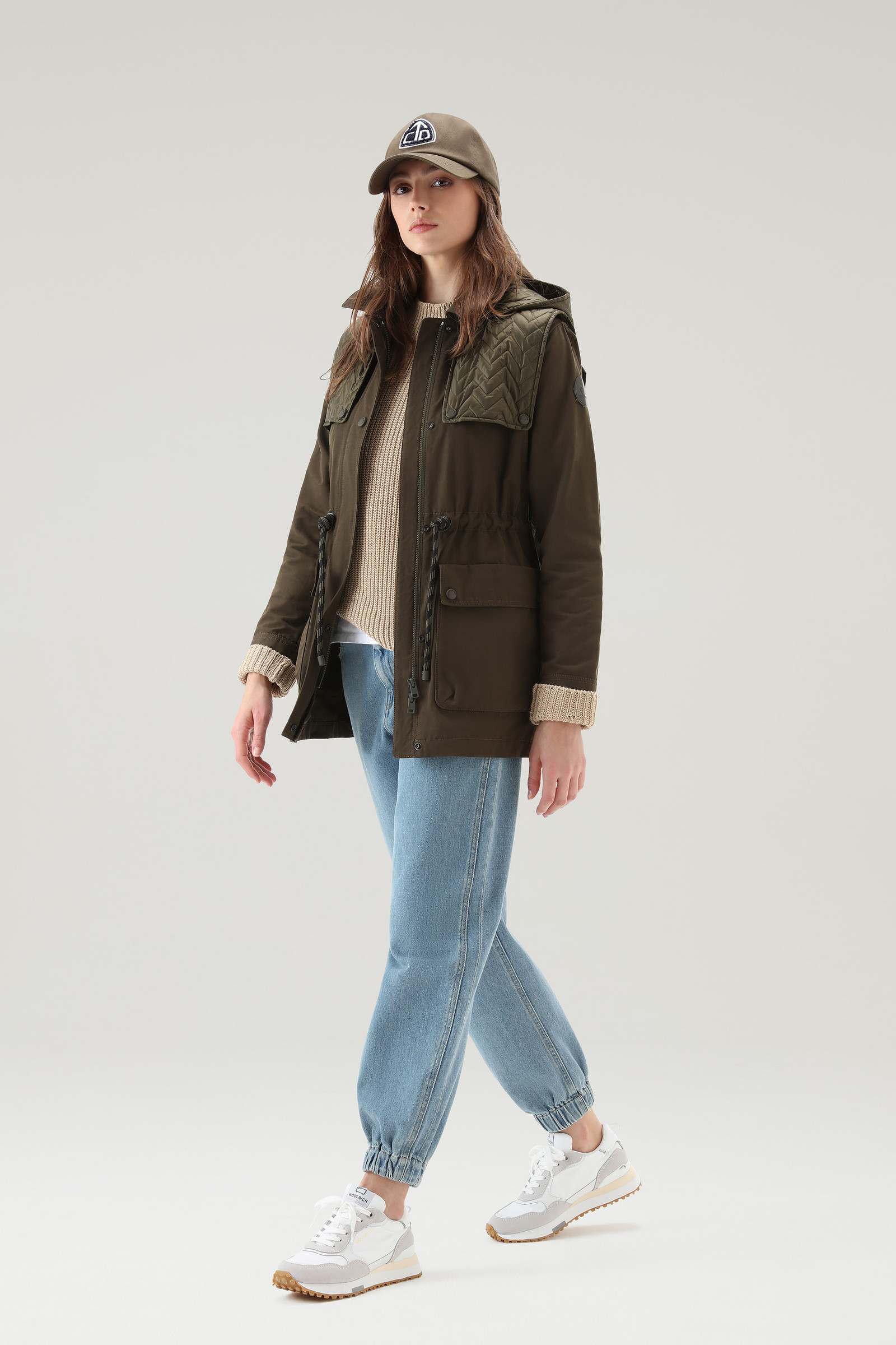 Utility Jacket in Soft Eco Ramar with Hood Green photo 2 | Woolrich