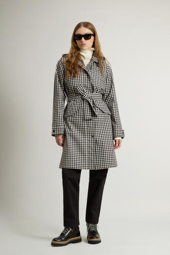 Yarn-Dyed Trench Coat in Three-Layer Fabric with Hood Gray | Woolrich