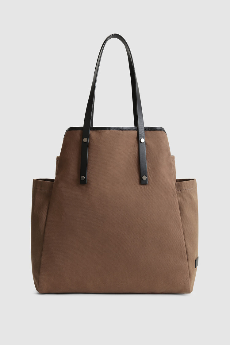 Tote Bag aus Segeltuch von British Millerain mit Ledergriffen