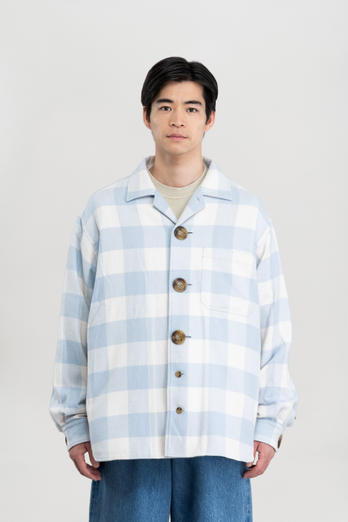 Chemise en pur coton à carreaux Bleu photo 1 | Woolrich