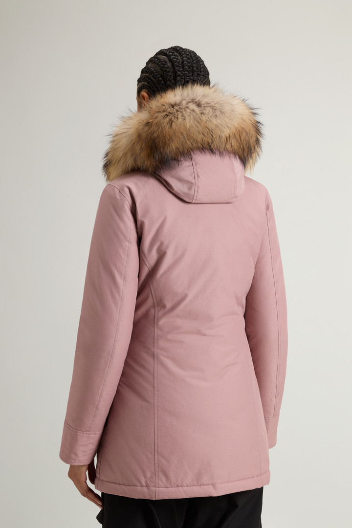 Arctic Parka in Ramar Cloth with Detachable Fur Trim Pink photo 3 | Woolrich