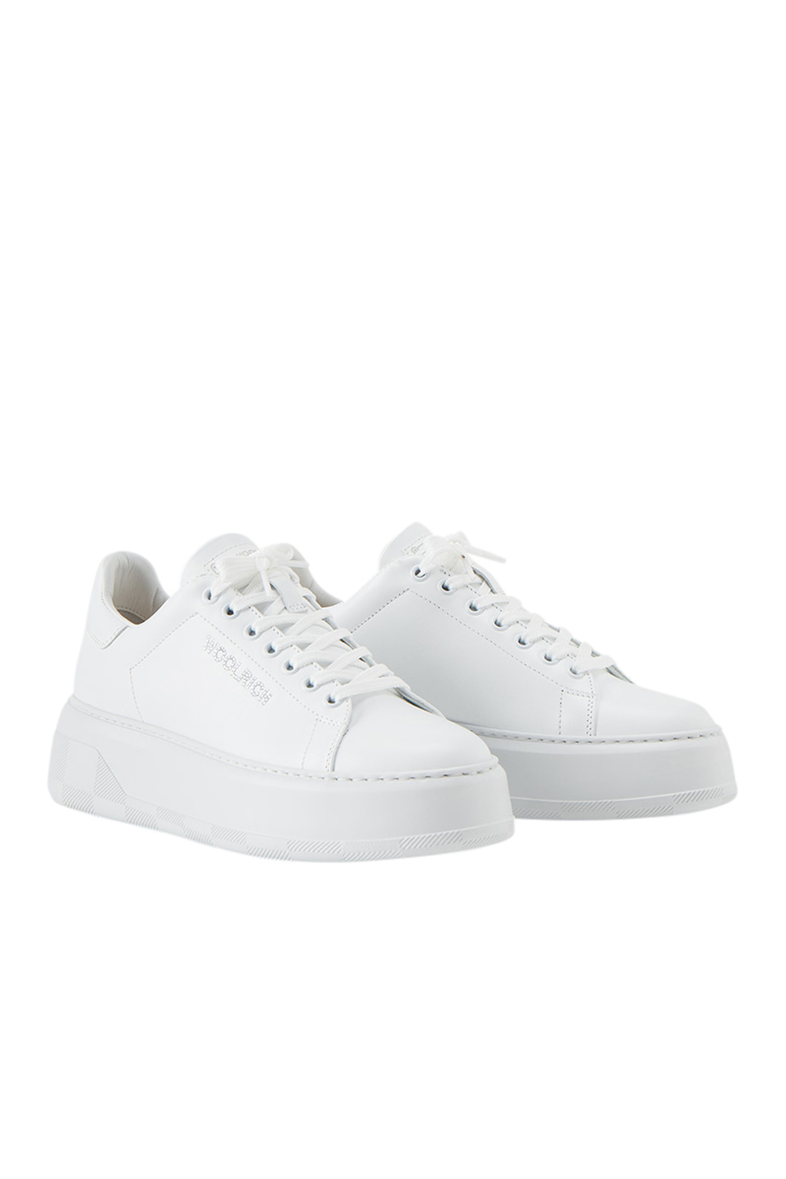 Chunky Court Sneakers with Calf Leather with Rhinestones White photo 2 | Woolrich