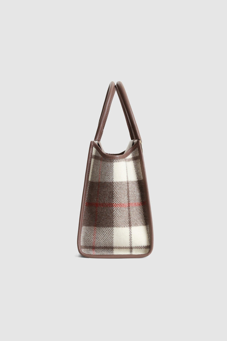Wool Tote Bag with check pattern