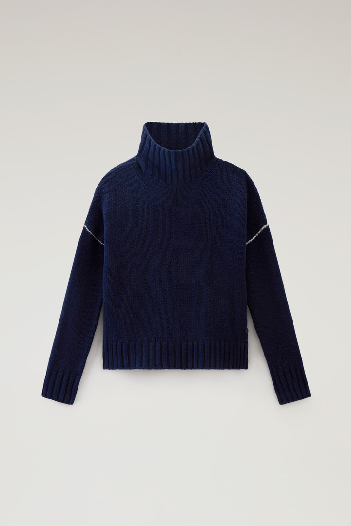 Rollkragenpullover aus reiner Schurwolle Blau photo 1 | Woolrich