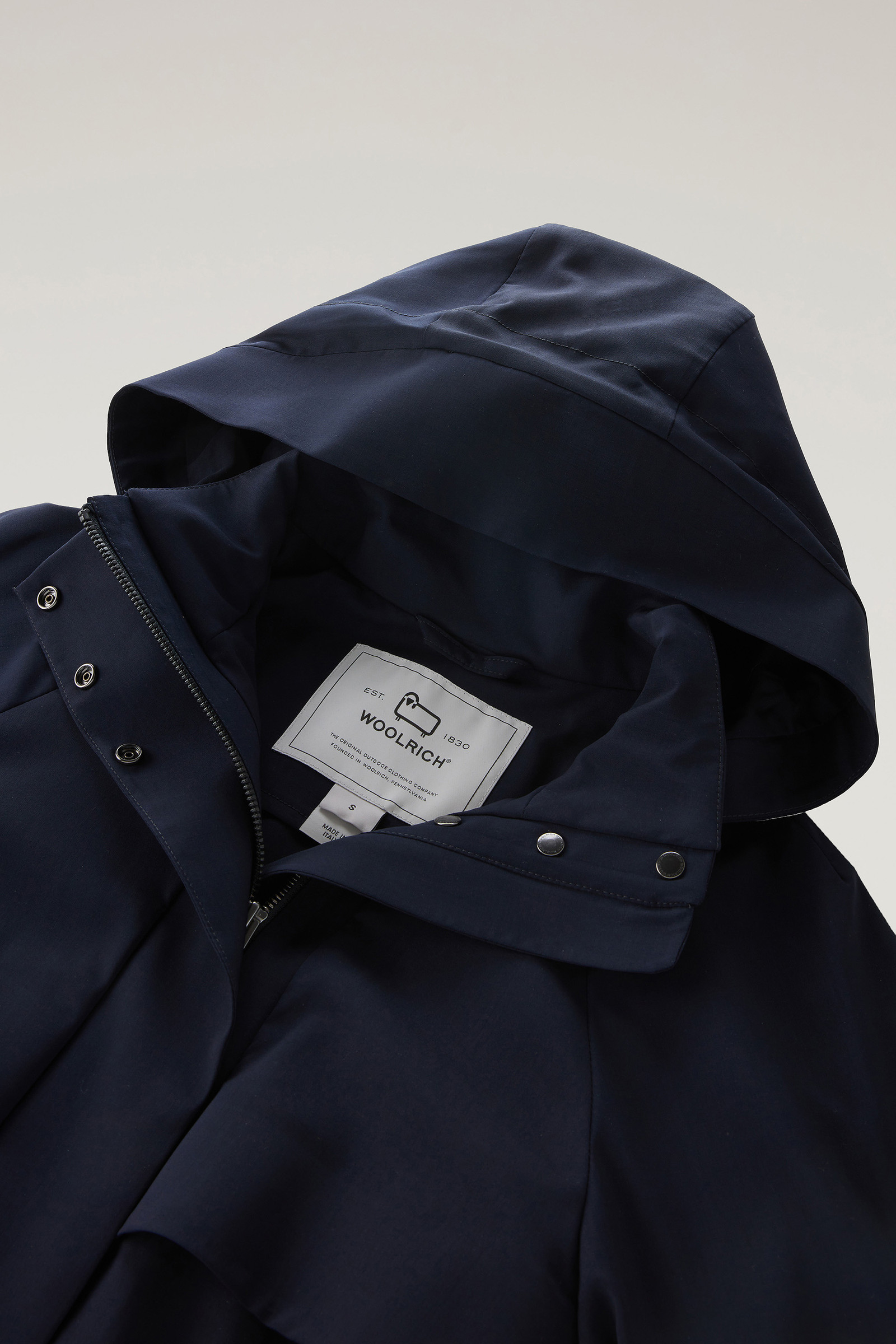 Parka corto in pura lana vergine Vitale Barberis Canonico con cappuccio blu photo 6 | Woolrich