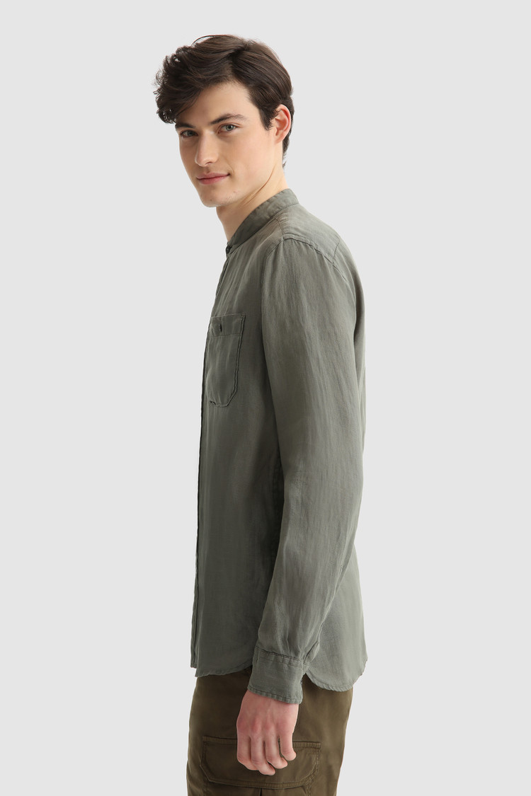 Camisa con cuello mao de lino