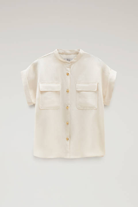 Shirt aus einer Leinen-Mischung mit kurzen Ärmeln Weiß photo 2 | Woolrich