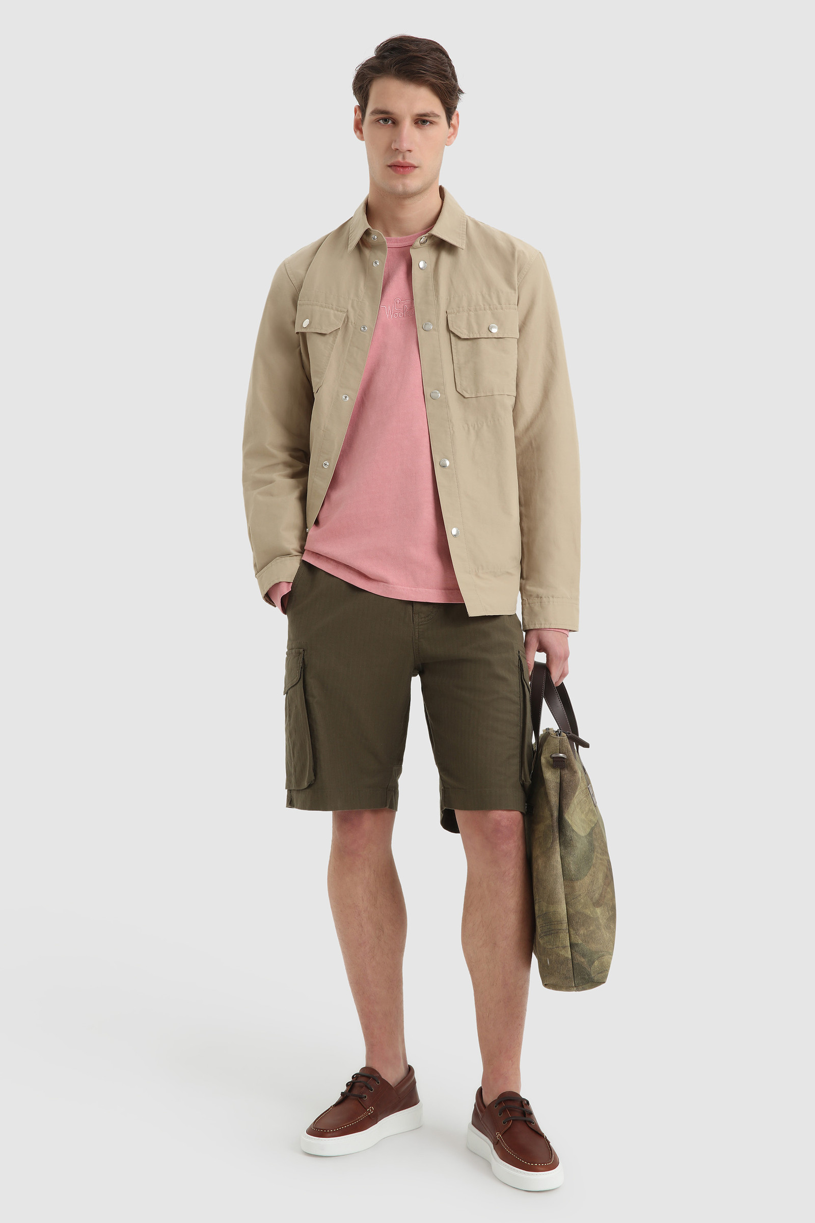 Long-Sleeve T-Shirt in Garment-Dyed Cotton Pink photo 2 | Woolrich