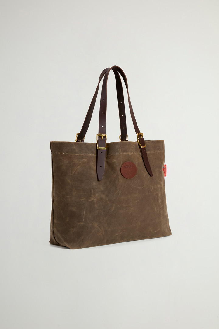 Bazaar Tote Bag in Waxed Pure Cotton Green photo 2 | Woolrich