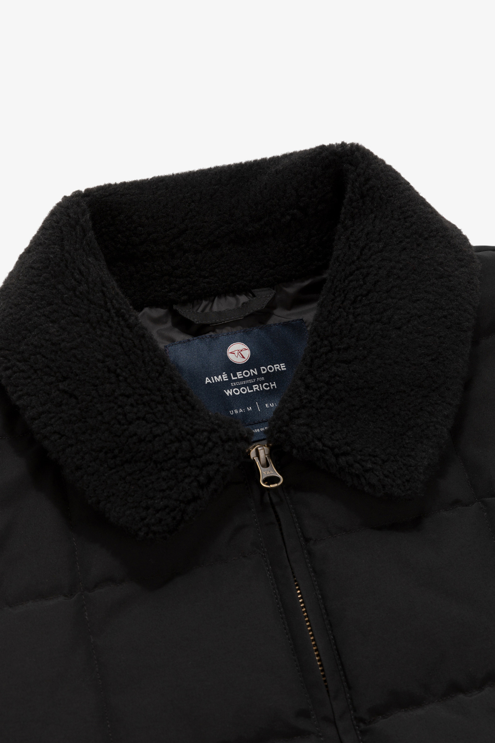 Quilted Jacket in Ramar Cloth with Sherpa Shirt Collar - Aimé Leon Dore /  Woolrich - Men - Black